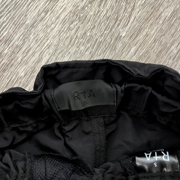 EUC RtA Leon Black Paperbag Waist Zip Ankle Pants S Small Jogger Trousers Silver - Picture 11 of 16